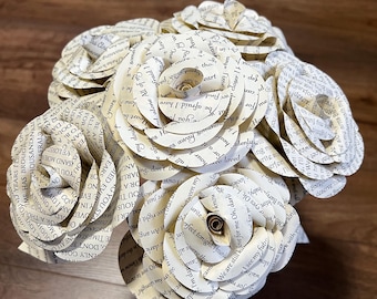 Paper Flowers with Song Lyrics, Vows, Own Words | First Anniversary, Wedding Keepsake. Personalised Gift