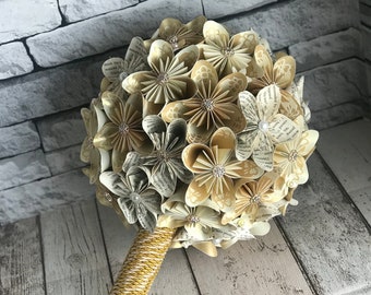 Paper flower wedding bouquet, Full circle bouquet. Any colour, and book pages