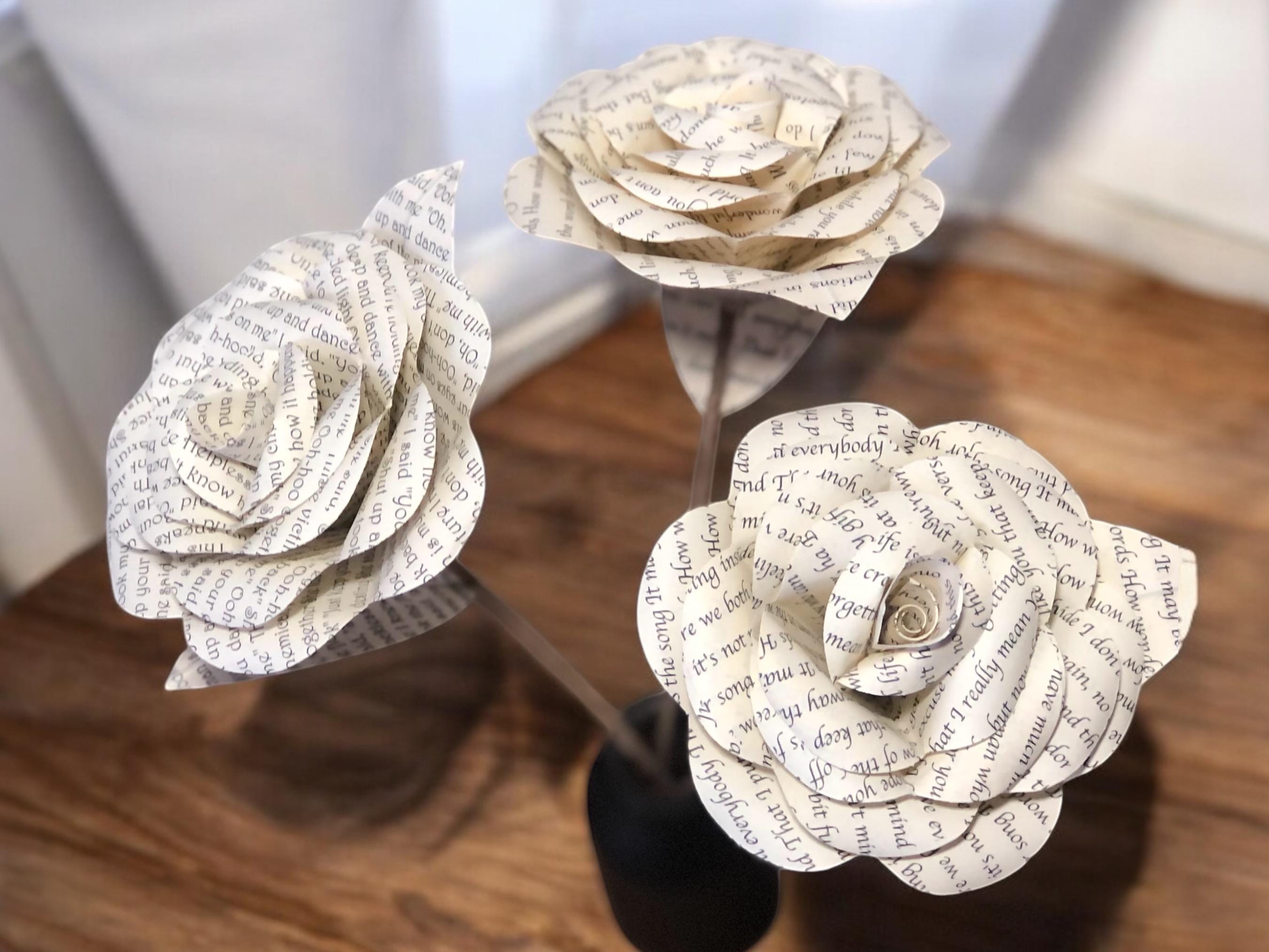 Paper flowers w/ YOUR SONG or VOWS perfect personalised handmade gift for wedding gifts, first anniversary, paper roses, paper anniversary