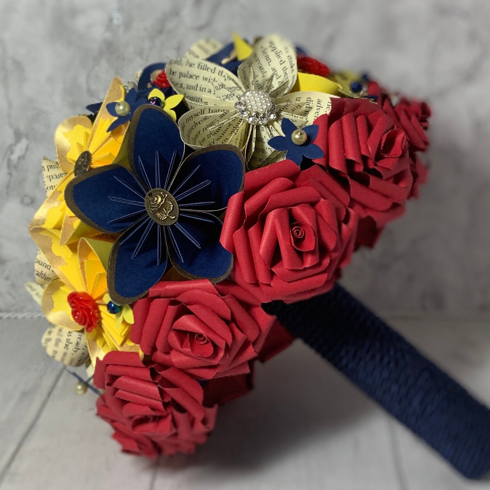 Beauty and the Beast Paper Flower Wedding Bouquet. Fairytale Etsy