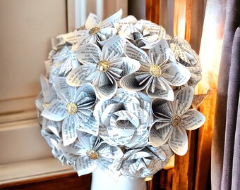 Handmade Book page Paper Bouquet for wedding birthday and valentines, bridesmaid bouquet for wedding, Paper wedding anniversary gift.