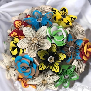 Bouquet di fiori di carta con pagine dei libri di Harry Potter: perfetto come regalo per matrimoni, compleanni, anniversari e spose.