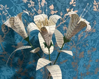 Personalised Paper flowers with your choice of message, song or vows | Paper Lily | Gift for her | wedding or anniversary gift | valentines