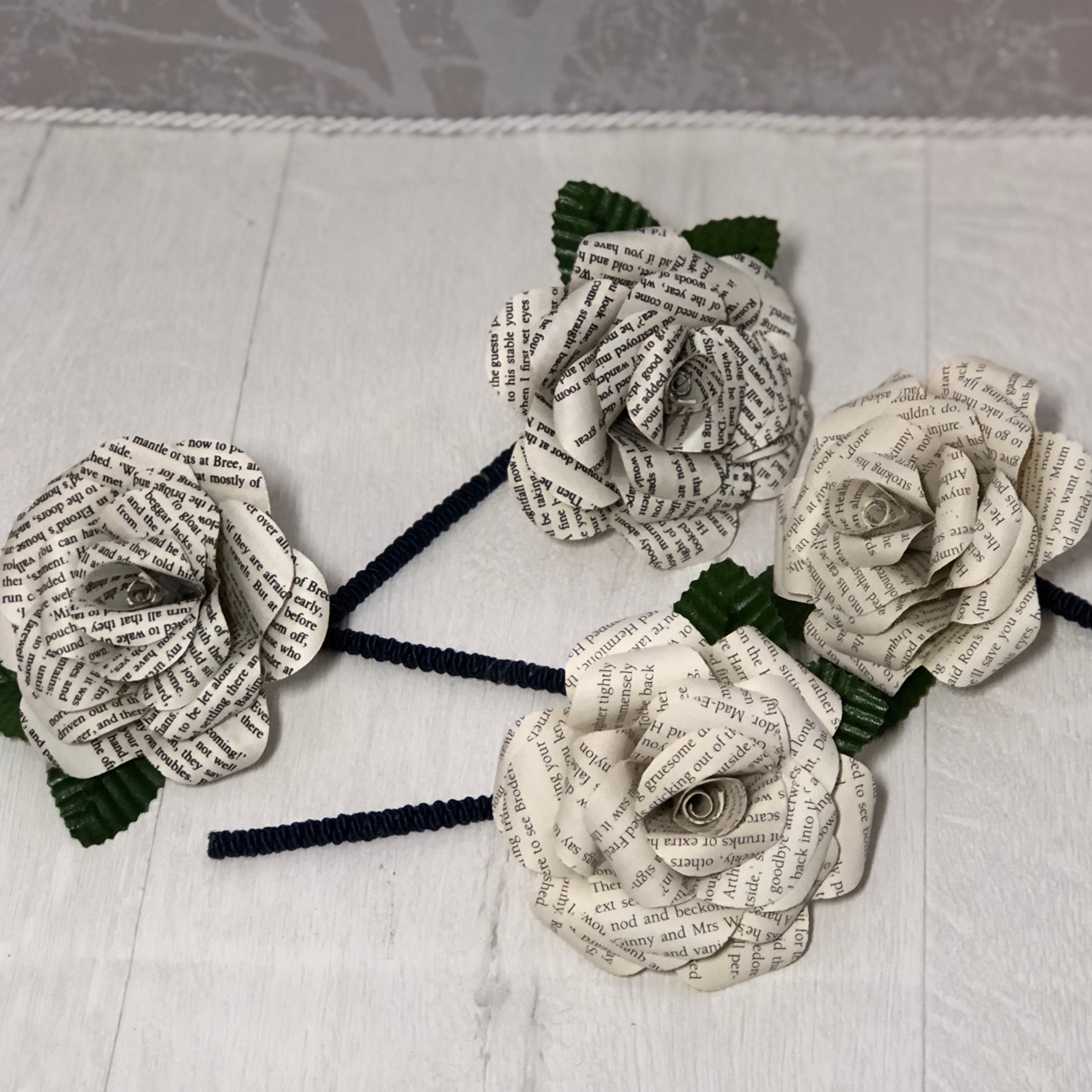 Buttonhole / Boutonniere paper rose. Book page or coloured paper. Pap…
