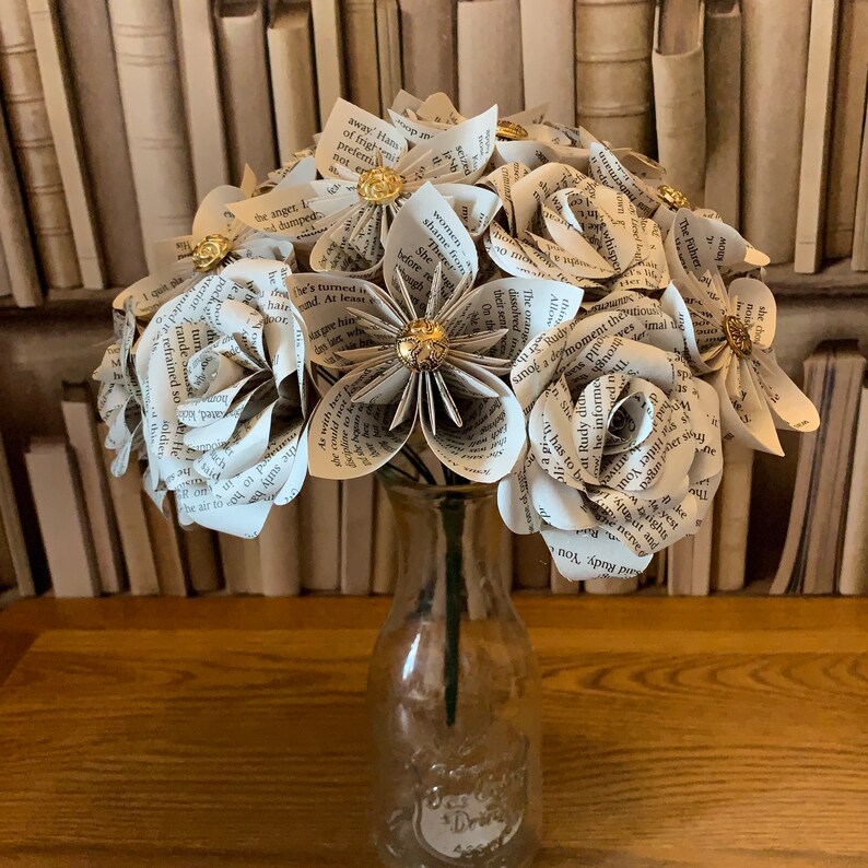 Paper Flower Bouquet With Book Pages of Your Choosing. Paper Etsy