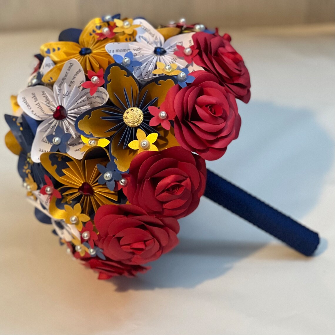 Beauty and the Beast Paper Flower Wedding Bouquet. Fairytale Etsy
