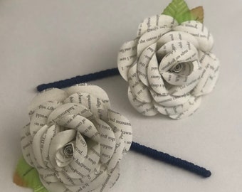 Buttonhole / Boutonniere paper rose. Book page or coloured paper. Paper flowers