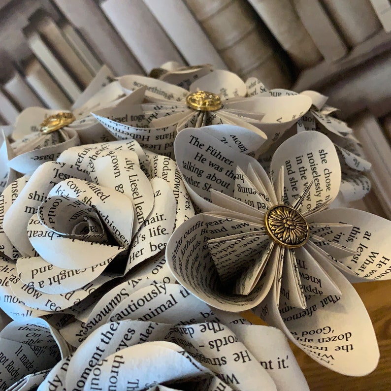 Paper Flower Bouquet with book pages of your choosing. Paper Etsy