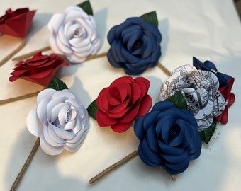 Book Page or colour Rose Boutonniere: Literary Wedding Buttonhole