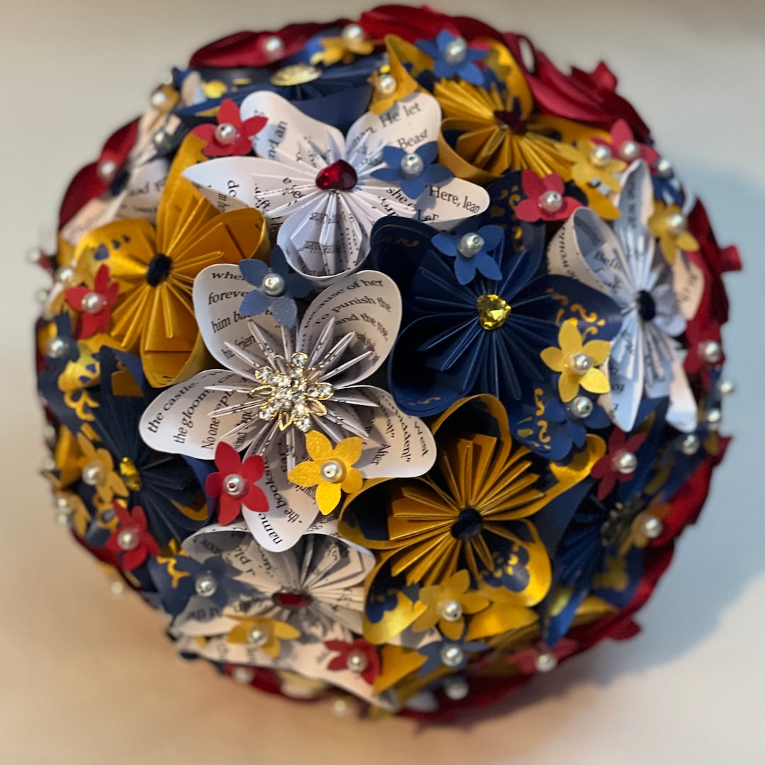 Beauty and the Beast Paper Flower Wedding Bouquet. Fairytale Bridal