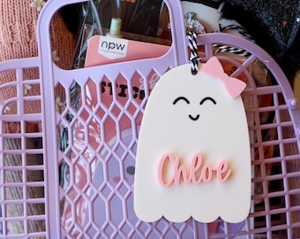 Ghost Boo Basket tags, kids Halloween tags, personalized Halloween tags