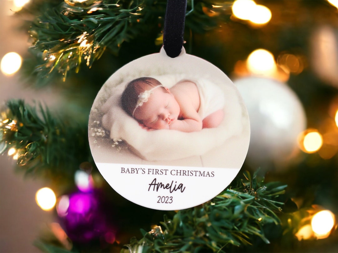 Babys First Christmas Photo Ornament, Newborn Photo Ornament, Custom Ornament Etsy