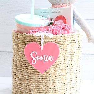 Personalized valentines gift tag, basket tag, heart gift tag