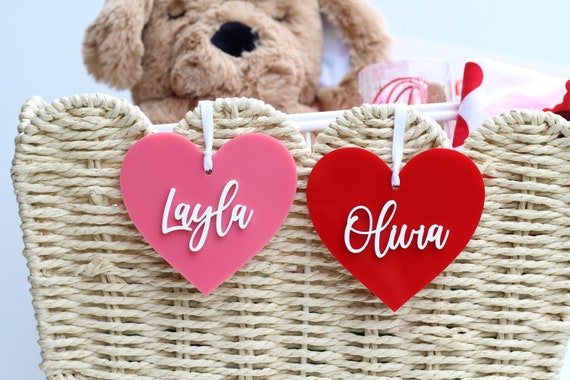 Personalized valentines gift tag, basket tag, heart gift tag