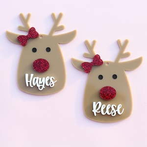 Reindeer gift tag | Kids gift tag| Christmas Gift tag| personalized 3D tag