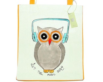 De uil-Tote tas Canvas - biologische katoen zak-Tote Bag-kleurige Tote-Fall Tote - grote totalisator-wasbaar-Inside pocket-stevig Canvas-Tote Handmade