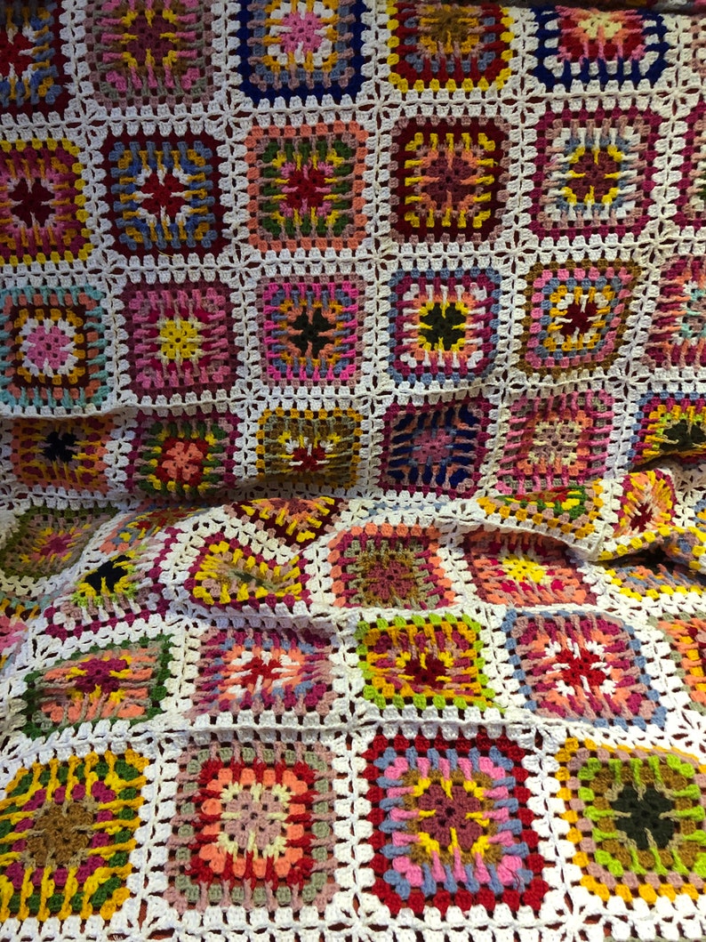 Crochet Afghan Blanket Crochet Blanket Handmade Crochet Bedspread
