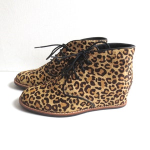Leopard Animal Print Brogue Lace Up Oxford Brogue Booties 6