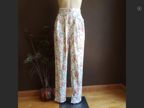 Vintage Floral Pleated Pants