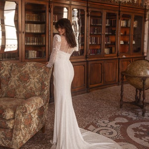 Mermaid Wedding Dress Ornella: Designer Fit-and-Flare Bridal Gown with Open Back and Shoulder Accent, Ivory image 1