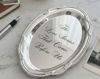 Engraved Silver Tray Bar Menu or Seating Table Wedding Keepsake