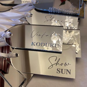 Personalized Acrylic Mirror Arch Luggage Tags/Weddings/Place cards/Table seating