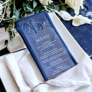 Menu personnalisé en acrylique avec initiales découpées au laser | Décoration de mariage personnalisée