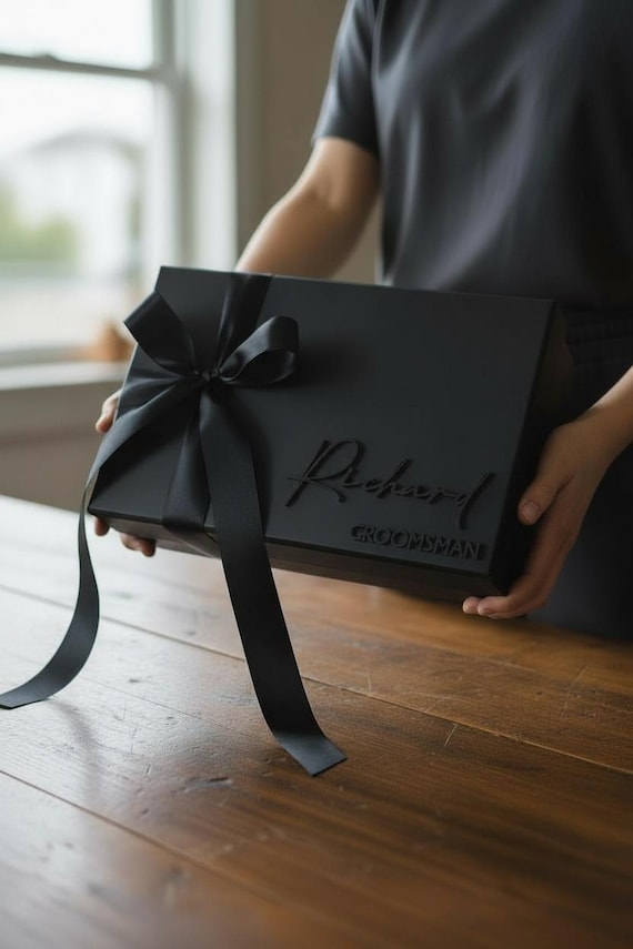 Custom Personalized Magnetic Box – Unique Keepsake with 3D Name for Groomsmen, Wedding Day.