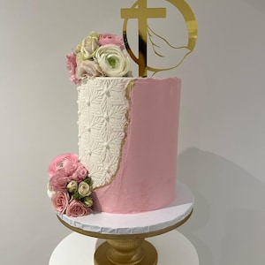 Religious cake topper, cross with a dove, holy spirit topper, confirmation topper