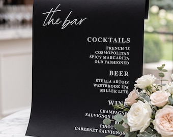 Custom Leather Bar Sign | Wedding Drink Menu | Cocktail Display Sign