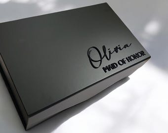 Caja de propuesta de dama de honor personalizada/regalo magnético para padrinos de boda con nombre acrílico 3D
