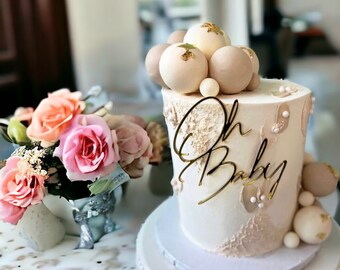 Adorno acrílico para tarta "Oh Baby", para baby shower