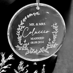 Personalized Crystal Christmas Ornaments - Custom Laser Engraved Holiday Decorations for Christmas Tree
