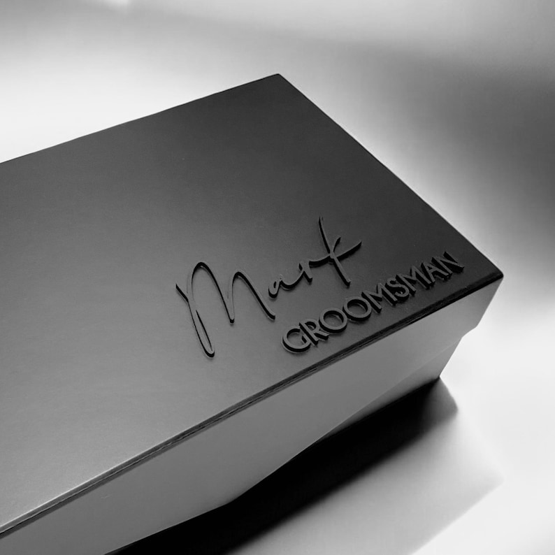 Groomsmen Proposal Box | Personalized Magnetic Keepsake with 3D Acrylic Name immagine 3
