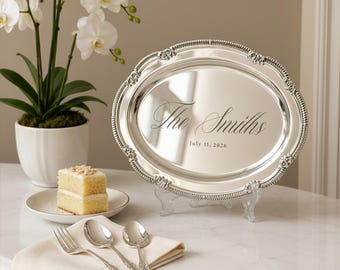 Engraved Silver Tray Bar Menu or Seating Table Wedding Keepsake