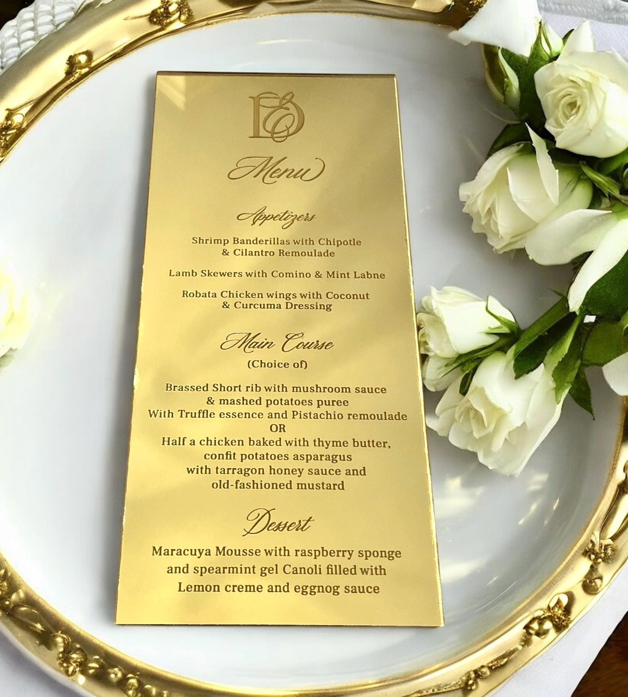 Mirror Acrylic Wedding Menu Card