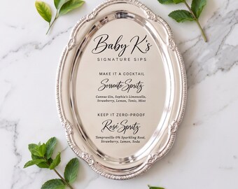 Engraved Silver Tray Bar Menu or Seating Table Wedding Keepsake