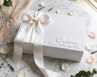 Bridesmaid Proposal Box | Personalized Magnetic Keepsake with 3D Acrylic Name