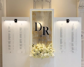 Modern Acrylic Wedding Seating Chart: 3D Lettering, Gold Standoffs (Set of 2)