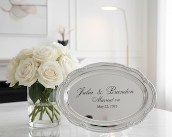 Engraved Silver Tray Bar Menu or Seating Table Wedding Keepsake