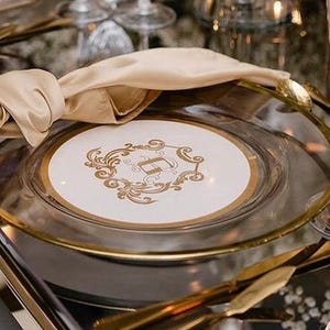 Custom Round Wedding Menu: Acrylic or Cardstock Charger Plate Insert