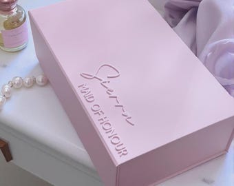 Bridesmaid Proposal Box | Personalized Magnetic Keepsake with 3D Acrylic Name