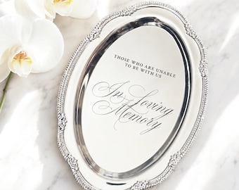 Engraved Silver Tray Bar Menu or Seating Table Wedding Keepsake