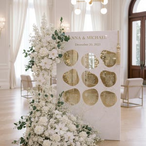 Modern Gold Mirror Acrylic Seating Chart | Organic Panel Design | Custom Find Your Seat
