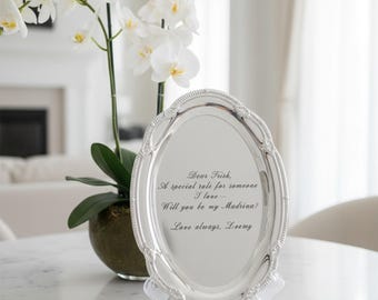 Engraved Silver Tray Bar Menu or Seating Table Wedding Keepsake