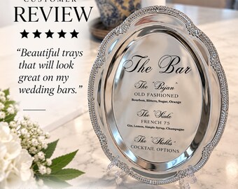 Engraved Silver Tray Bar Menu or Seating Table Wedding Keepsake