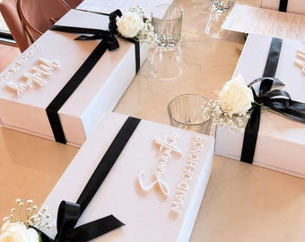 Bridesmaid Proposal Box | Personalized Magnetic Keepsake with 3D Acrylic Name