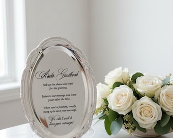 Engraved Silver Tray Bar Menu or Seating Table Wedding Keepsake