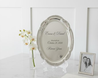 Engraved Silver Tray Bar Menu or Seating Table Wedding Keepsake