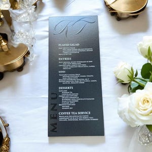 Cartes de menu personnalisées 4 x 9 po. – Des menus imprimés élégants pour les mariages, les événements et les occasions spéciales